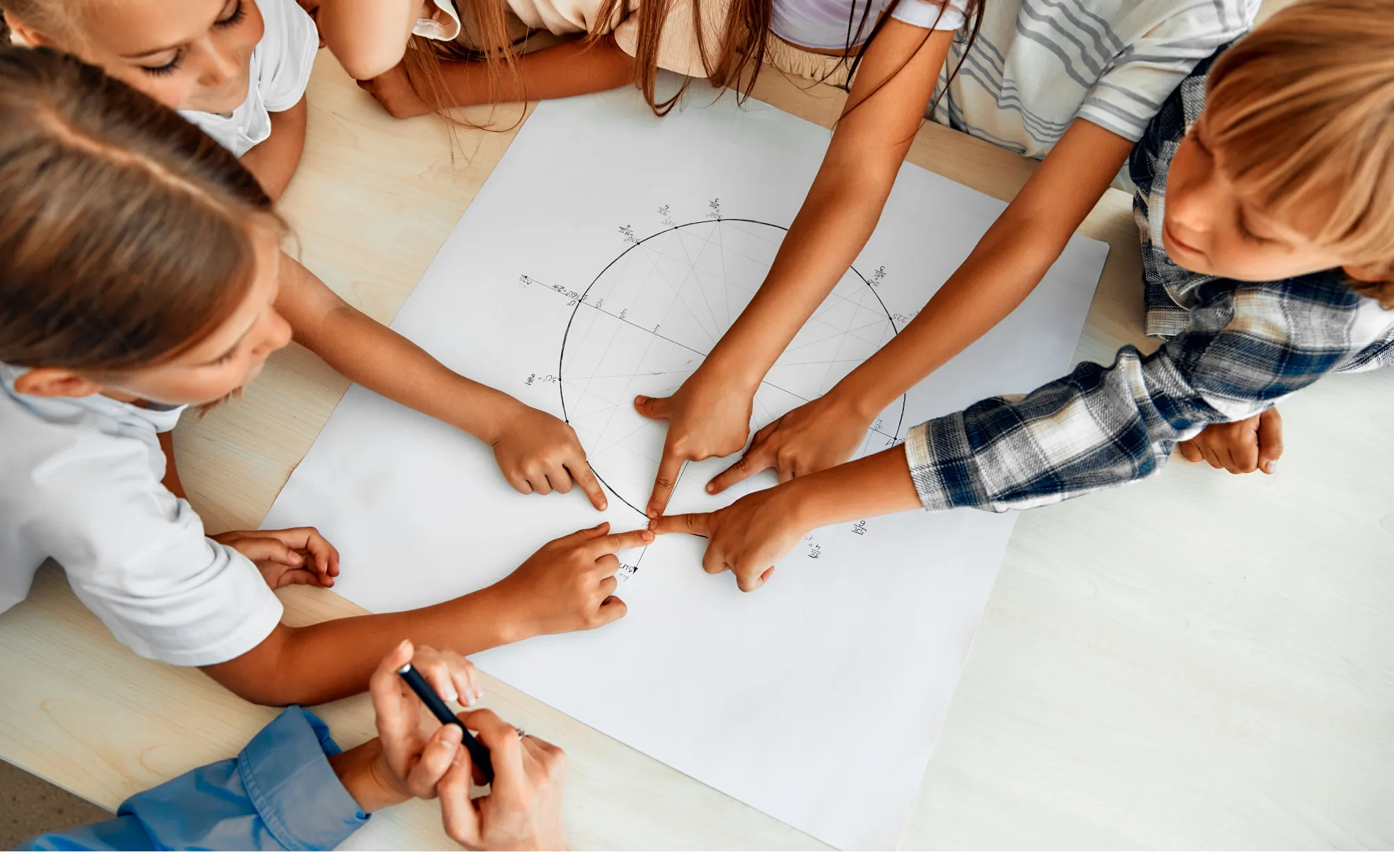 Children learning about angles in a circle