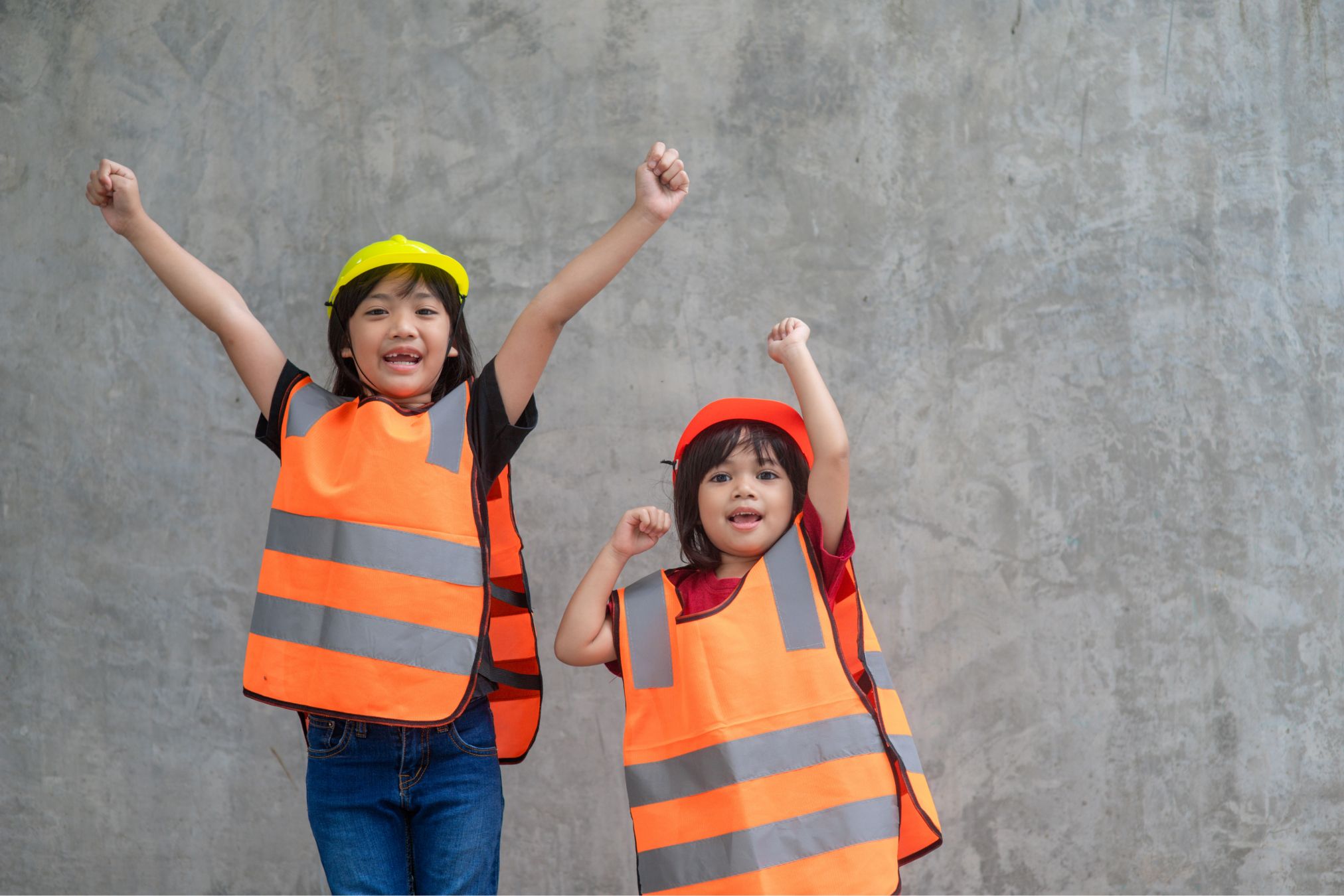 Children wearing safety gear