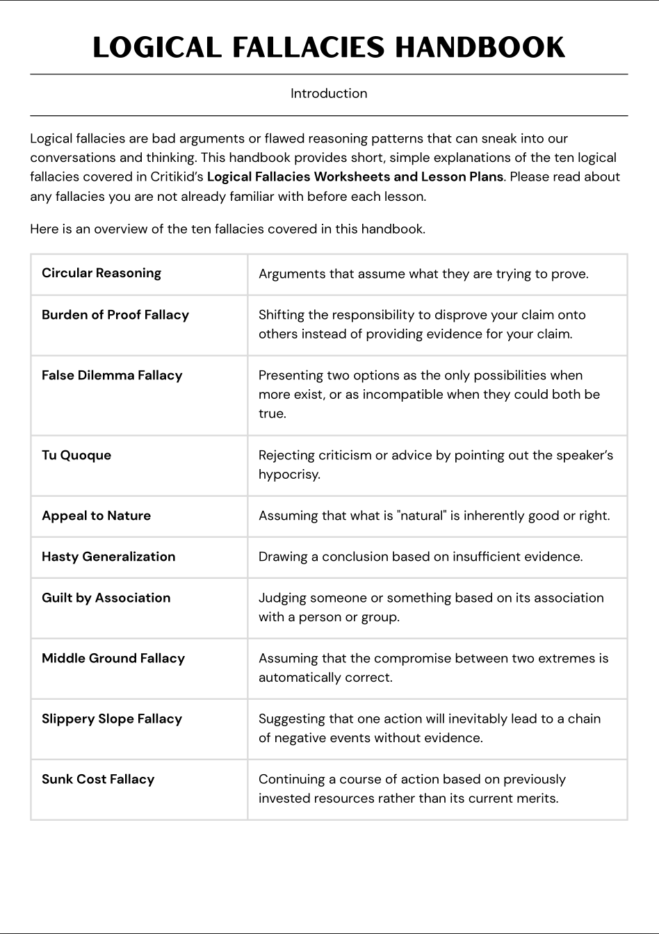 Fallacy Handbook